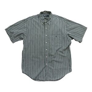 Ralph Lauren Short Sleeve Button Down Shirt, Blue and Green, Size Large